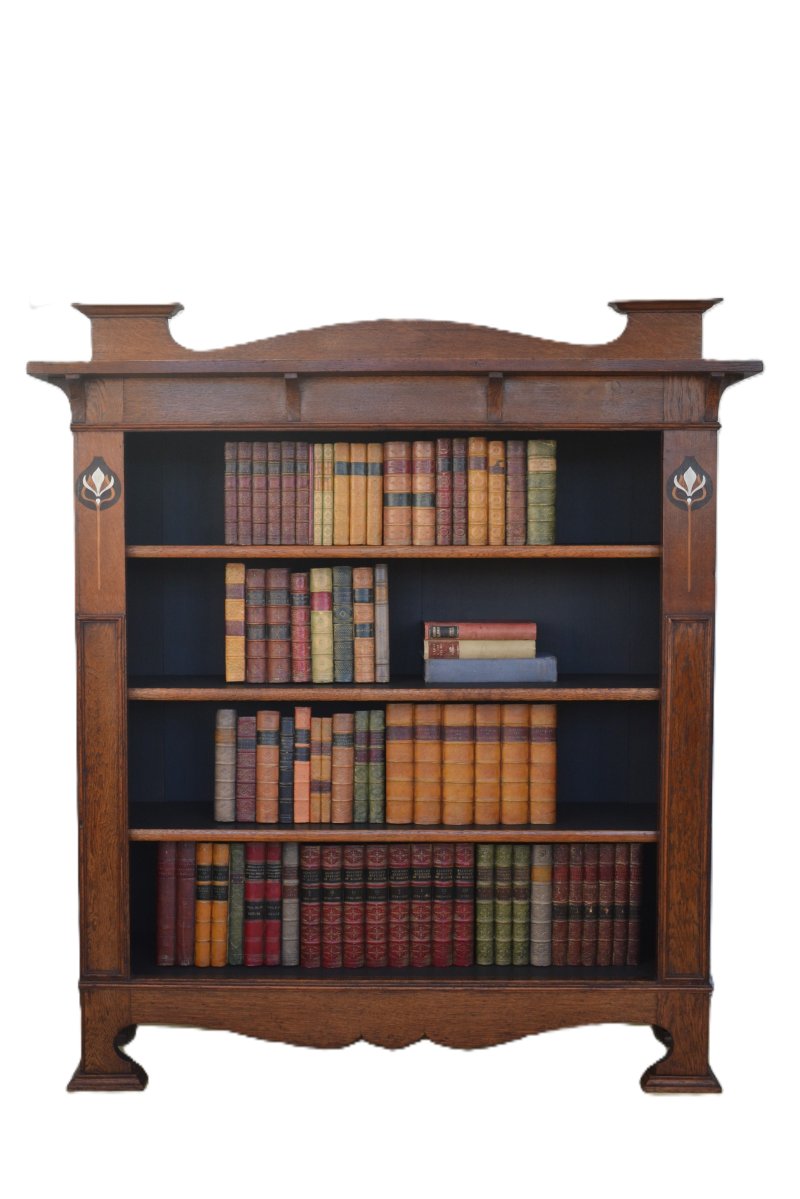Arts And Crafts Solid Oak Open Bookcase